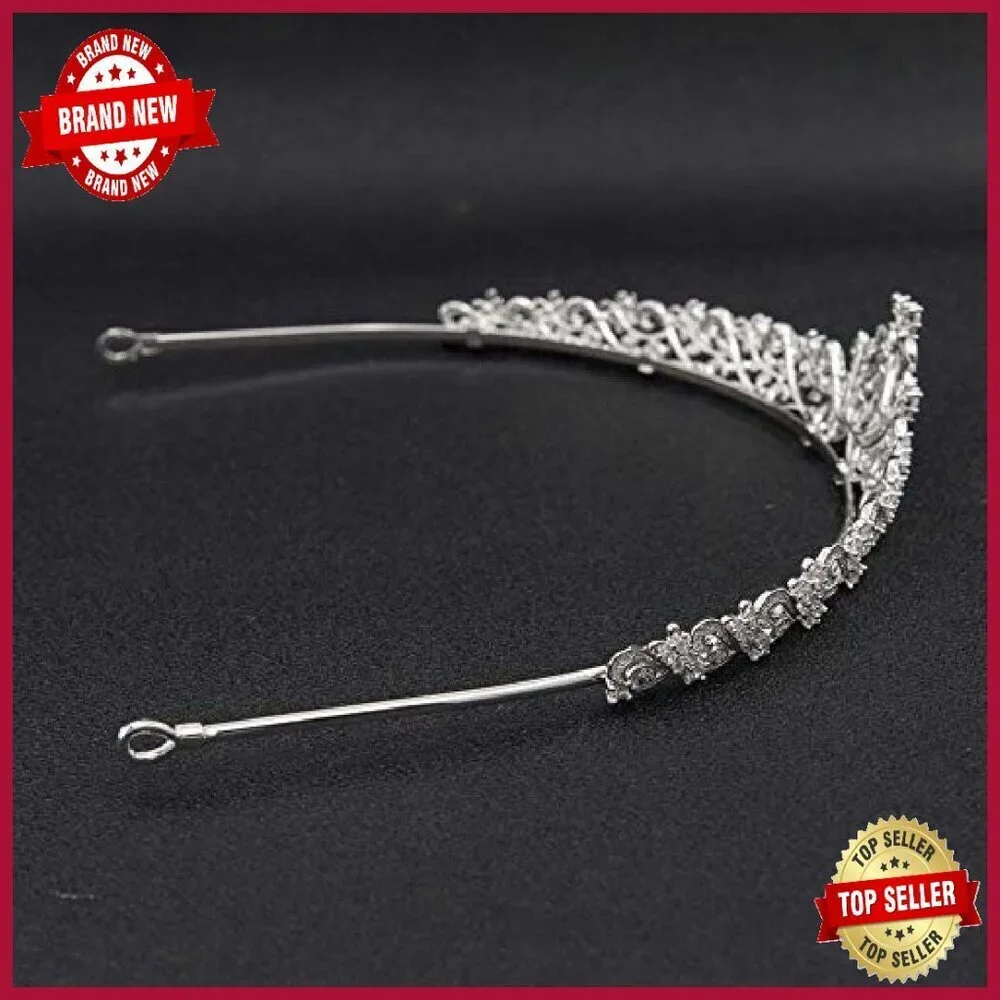Sparkling Cubic Zirconia Tiara Hair Accessory for Weddings & Parties